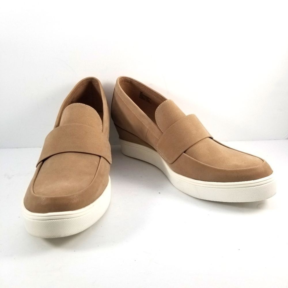 MIA Tan Penny Loafer Wedge Sneakers Women Size 12 Neutral Slip On Shoes